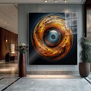 Soyut Göz Tasarımı Cam Tablo | Soyut Modern Duvar Sanatı, Uv Baskı, Salon Ve Ofis Dekoru 50x50 cm