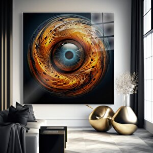 Soyut Göz Tasarımı Cam Tablo | Soyut Modern Duvar Sanatı, Uv Baskı, Salon Ve Ofis Dekoru 50x50 cm