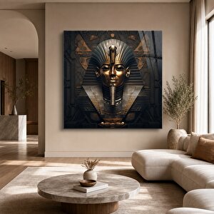 Antik Mısır Temalı Modern Sanat Cam Tablo | Modern Duvar Sanatı, Uv Baskı, Salon Ve Ofis Dekoru 50x50 cm