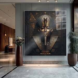 Antik Mısır Temalı Modern Sanat Cam Tablo | Modern Duvar Sanatı, Uv Baskı, Salon Ve Ofis Dekoru 50x50 cm