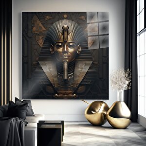 Antik Mısır Temalı Modern Sanat Cam Tablo | Modern Duvar Sanatı, Uv Baskı, Salon Ve Ofis Dekoru 50x50 cm
