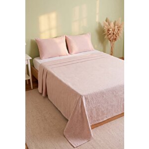 Pudra Zigzag Çift Kişilik Baskılı Pike & Yatak Örtüsü 210x230 Cm