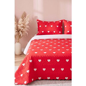 Amora Deep Red Çift Kişilik Kapitone Pike & Çok Amaçlı Yatak Örtüsü - 3 Parça