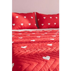 Amora Deep Red Çift Kişilik Kapitone Pike & Çok Amaçlı Yatak Örtüsü - 3 Parça