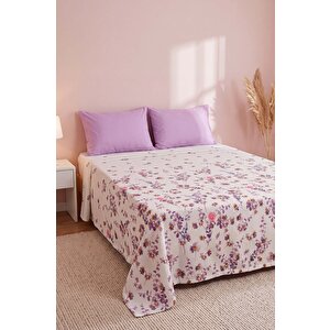 Mor Flora Çift Kişilik Baskılı Pike & Yatak Örtüsü 210x230 Cm