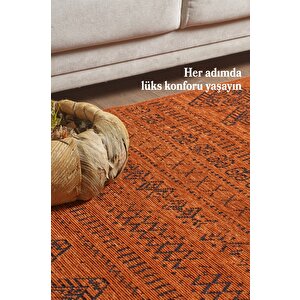 Kiremit İskandinav Şönil Halı Kaymaz Taban Yıkanabilir Salon Halısı Mutfak Yolluk 100x500 cm