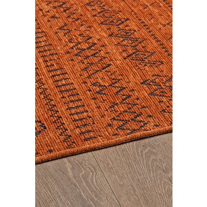 Kiremit İskandinav Şönil Halı Kaymaz Taban Yıkanabilir Salon Halısı Mutfak Yolluk 100x500 cm