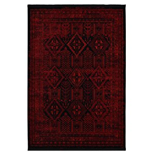 Afgan Türkmen Otantik Desenli Bordo Oturma Odası Salon Mutfak Halısı 5364a_zs47 120x180 cm