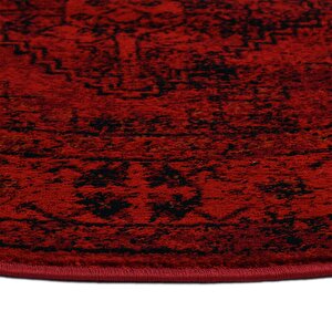 Afgan Türkmen Otantik Desenli Dokuma Bordo Yuvarlak Oturma Odası Salon Mutfak Halısı 4897h 180x180 cm