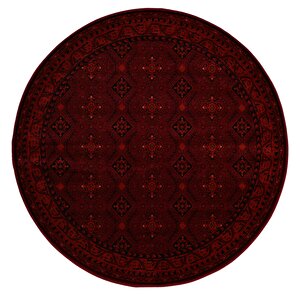 Afgan Türkmen Otantik Desenli Dokuma Bordo Yuvarlak Oturma Odası Salon Mutfak Halısı 6919b 160x160 cm