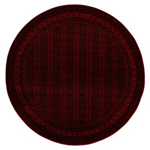 Afgan Türkmen Otantik Desenli Dokuma Bordo Yuvarlak Oturma Odası Salon Mutfak Halısı 9581b 140x140 cm