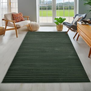 Latte Yumuşak Peluş Dokulu Yeşil Çocuk Odası Oturma Odası Salon Mutfak Halısı Y473a_wm26 80x300 cm