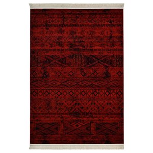 Afgan Türkmen Otantik Desenli Bordo Oturma Odası Salon Mutfak Halısı 4722a_zs72 200x290 cm