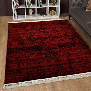 Afgan Türkmen Otantik Desenli Bordo Oturma Odası Salon Mutfak Halısı 4722a_zs72 160x230 cm
