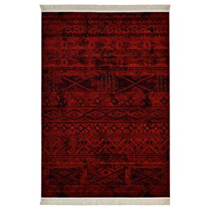 Afgan Türkmen Otantik Desenli Bordo Oturma Odası Salon Mutfak Halısı 4722a_zs72 160x230 cm