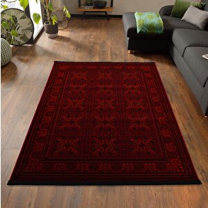 Afgan Türkmen Otantik Desenli Dokuma Kırmızı Oturma Odası Salon Mutfak Halısı 7143h 120x180 cm