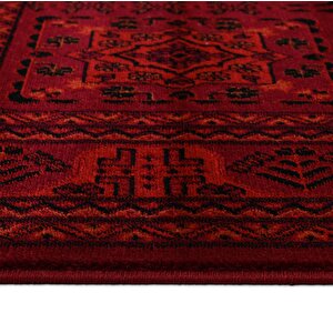Afgan Türkmen Otantik Desenli Dokuma Kırmızı Oturma Odası Salon Mutfak Halısı 7143h 120x180 cm