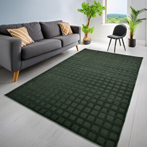 Latte Yumuşak Peluş Dokulu Yeşil Çocuk Odası Oturma Odası Salon Mutfak Halısı Y465a_wm26 80x300 cm