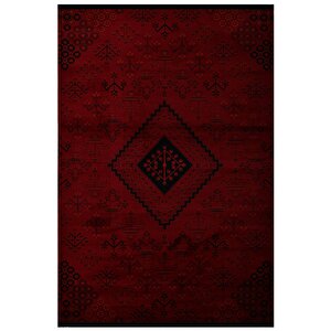 Afgan Türkmen Otantik Desenli Bordo Oturma Odası Salon Mutfak Halısı 5366a_zs72 160x230 cm
