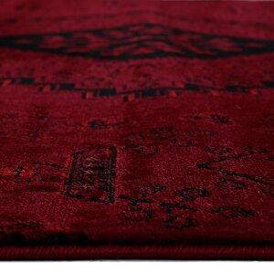 Afgan Türkmen Otantik Desenli Bordo Oturma Odası Salon Mutfak Halısı 5366a_zs72 160x230 cm