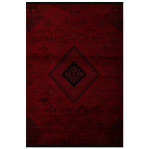 Afgan Türkmen Otantik Desenli Bordo Oturma Odası Salon Mutfak Halısı 5366a_zs72 100x200 cm