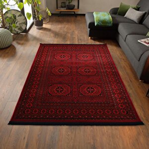 Afgan Türkmen Otantik Desenli Dokuma Kırmızı Oturma Odası Salon Mutfak Halısı Yolluk 0023a 200x290 cm