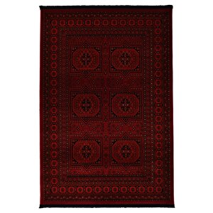 Afgan Türkmen Otantik Desenli Dokuma Kırmızı Oturma Odası Salon Mutfak Halısı Yolluk 0023a 200x290 cm