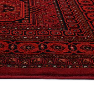 Afgan Türkmen Otantik Desenli Dokuma Kırmızı Oturma Odası Salon Mutfak Halısı Yolluk 0023a 200x290 cm