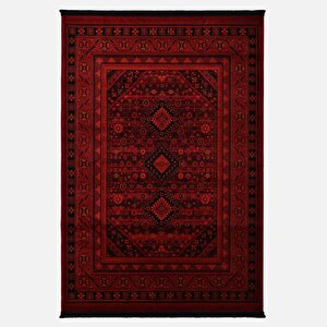 Afgan Türkmen Otantik Desenli Dokuma Kırmızı Oturma Odası Salon Mutfak Halısı Yolluk X380a 120x180 cm
