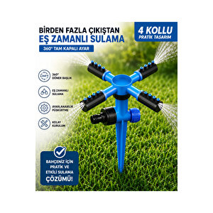 Otomatik Dönerli 4'lü Sprink Bahçe Sulama Fıskiyesi 360° Döner Sprey Sulama Başlığı