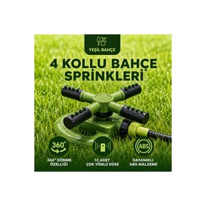 Otomatik Sehpalı Ayarlanabilen 360° 4'lü Dönerli Sprink Bahçe Sulama Fıskiyesi