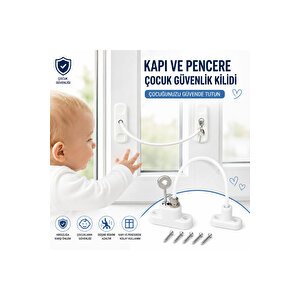Pvc Pimapen Anahtarlı Cam Kilidi Çelik Halatlı Hırsızlık Bebek Çocuk Emniyet Kilidi Pencere Kilidi