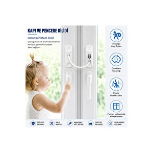 Pvc Pimapen Anahtarlı Cam Kilidi Çelik Halatlı Hırsızlık Bebek Çocuk Emniyet Kilidi Pencere Kilidi