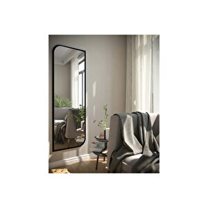 Siyah Çapraz Oval Dekoratif Boy Duvar Aynası 40x120 Cm