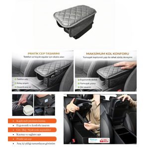 Toyota Auris Ii 2013-2015 Araç İçi Kapitoneli Kolçak Koruyucu Kol Dayama Minderi Gri Gri
