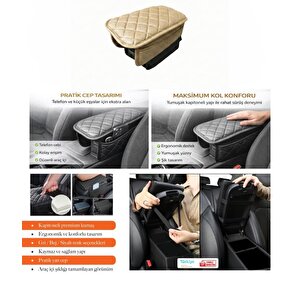 Renault Grand Scenic 5 Koltuklu Araç İçi Kapitoneli Kolçak Koruyucu Kol Dayama Minderi Bej Bej