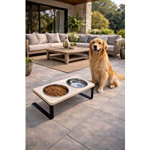 Büyük Boy Köpek Için %10 Eğimli Mama Kabı Yüksek Standlı Çift Hazneli Su Ve Mama Kabı
