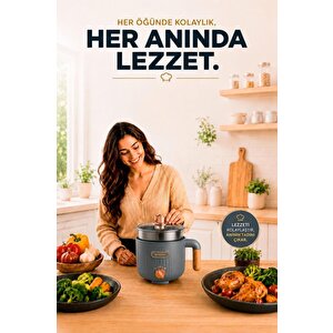 Çok Fonksiyonlu Elektrikli Çelik Tencere Buharlı Yağda Pilav Yemek Pişirme Makinesi Etc01 Antrasit