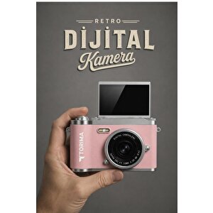 Mini Dijital Retro Kamera 48mp 8x Zoom Flip Ekranlı Selfie Video Vlog Kamerası Cmr51 Pembe Pembe