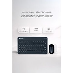 Bluetooth Kablosuz Klavye Mouse Seti Tmk08 Siyah