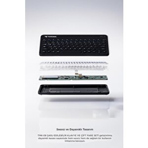 Bluetooth Kablosuz Klavye Mouse Seti Tmk08 Siyah