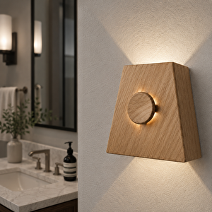 Ahşap Duvar Apliği - El Yapımı Modern Led Duvar Lambası, Yukarı Aşağı Işık Veren Minimalist Ahşap Aydınlatma, Salon, Yatak Odası Ve Koridor İçin Dekoratif Aplik (3000k Günışığı) Meşe
