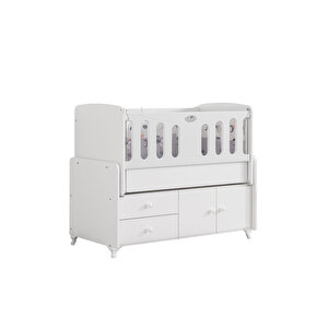Beşik, Armadi Çekmeceli Dolaplı Sallanan Beşik 60x120 Cm – Beyaz