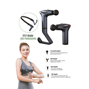 Profesyonel Lcd Göstergeli Şarjlı Tüm Vücut Masaj Tabancası Çok Fonksiyon Fitness Masajı V-03
