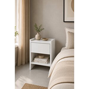 Almo Tek Çekmeceli Komodin Y:52 G:38 D:40 Beyaz