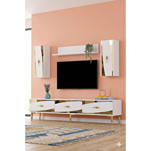 Tvr1813bg - Başari Tv Üni̇tesi̇ Takimi 180cm Beyaz-gold Beyaz gold
