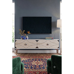 Tsa1297bts - Eli̇fa Tv Stand , Tv Sehpasi 120cm Beyaz-traverten-si̇lver Beyaz-Traverten-Silver