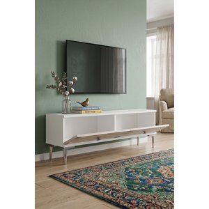 Tsa1297bts - Eli̇fa Tv Stand , Tv Sehpasi 120cm Beyaz-traverten-si̇lver Beyaz-Traverten-Silver