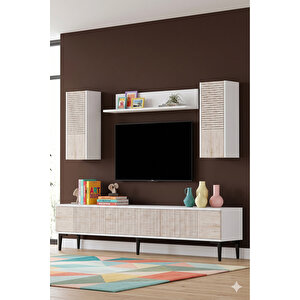Tvr1819bt - Tarçin Tv Üni̇tesi̇ Takimi 180cm Beyaz-traverten Beyaz-Traverten Mermer