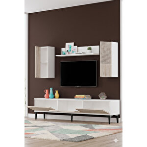 Tvr1819bt - Tarçin Tv Üni̇tesi̇ Takimi 180cm Beyaz-traverten Beyaz-Traverten Mermer